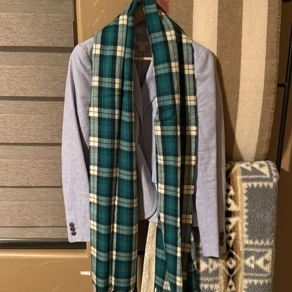 NIB J Crew Scarf Tartan Plaid Academic Green, Black, Cream - Picture 6 of 7